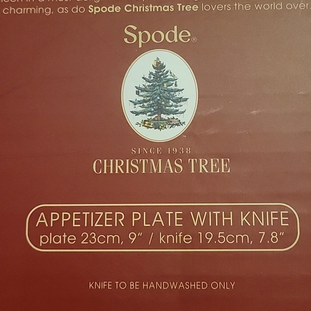 Spode CHRISTMAS TREE Appetizer Plate & Knife Set Porcelain Collectible Holiday
